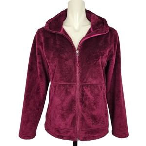 Marmot Women's Purple Pink Cozy Plush Fleece Zip Up Hoodie Jacket Zip Pockets M